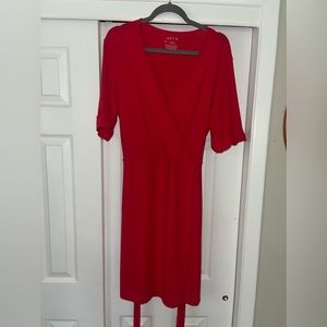 Apt 9 red short sleeve dress tie waist